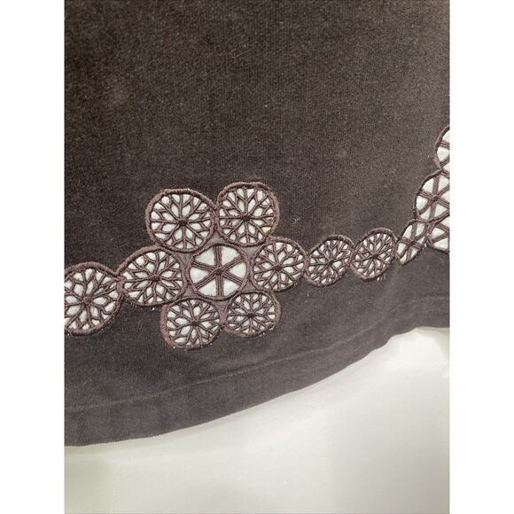 Anthropologie Odille Women Flare Skirt Brown Suede Cut Out‎ Detail Size 6 Preppy - Picture 4 of 13